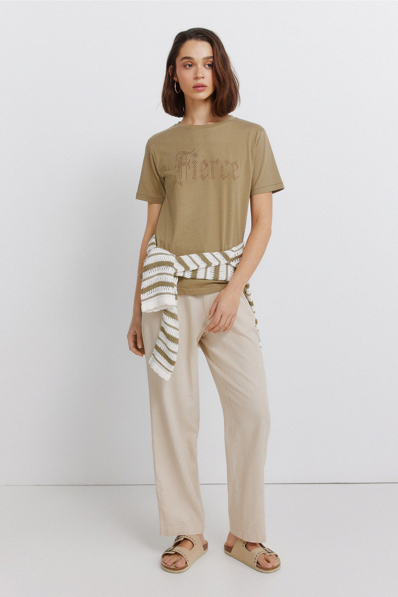 Springfield T-shirt manga curta com tachas