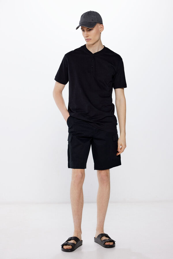 Springfield Camiseta cuello panadero negro