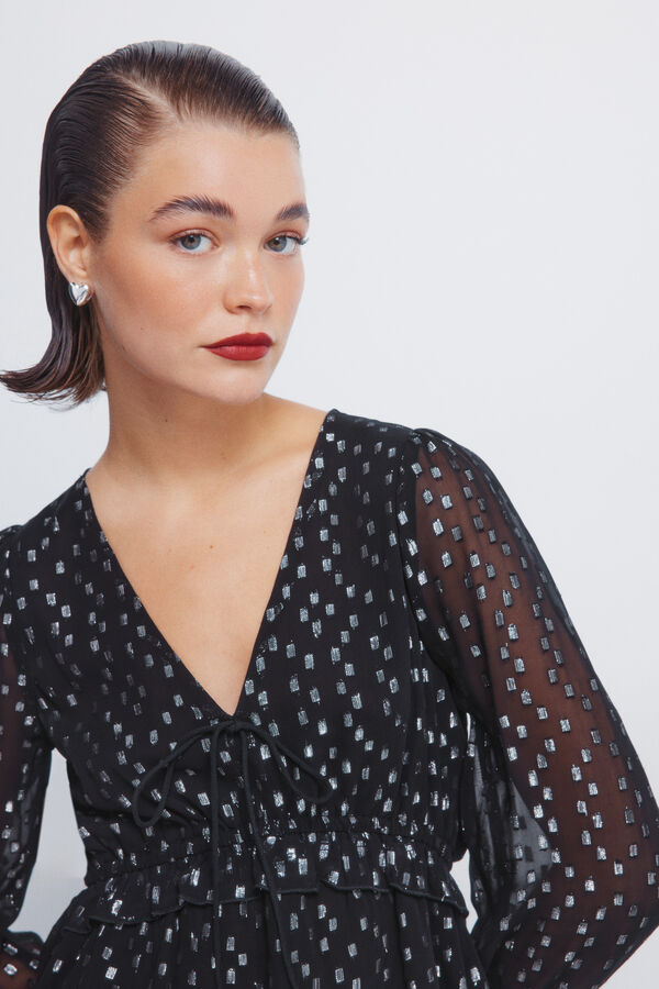 Springfield Blusa lurex goma cintura negro
