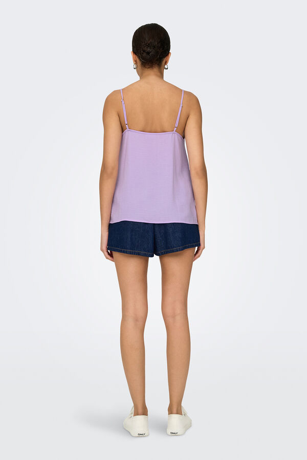 JDY Blusa de alças com decote drapeado rosa