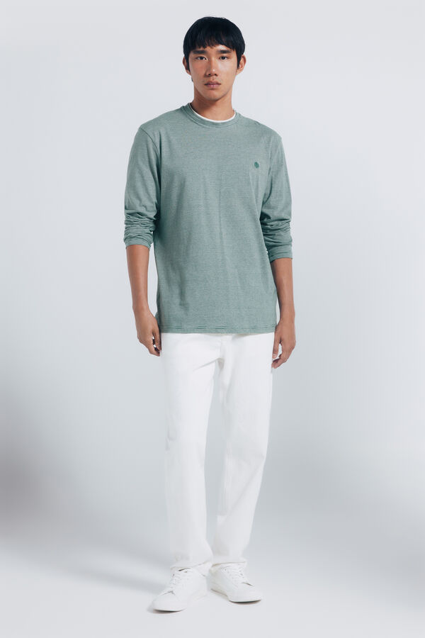 Springfield Camiseta manga larga doble microraya verde