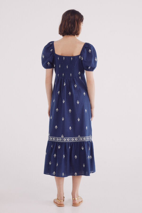 Springfield Vestido midi cenefa volante azul