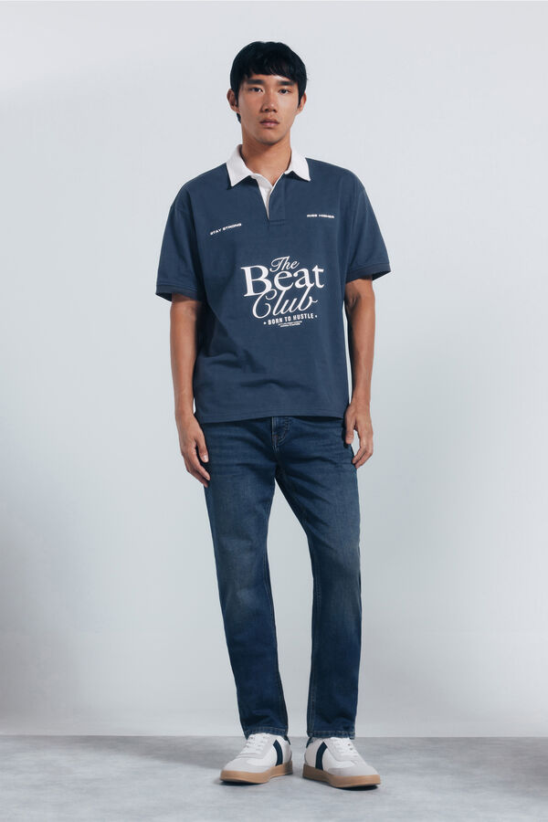 Springfield Jeans en knit denim sobretintado slim fit turquesa