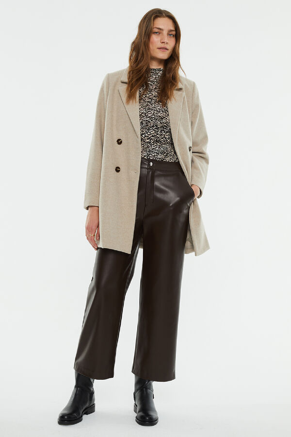 System Action Sobretudo camel de corte cl&aacute;ssico com abertura nas costas bege