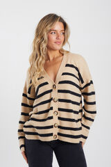 Brave Soul Chaqueta de punto a rayas nude