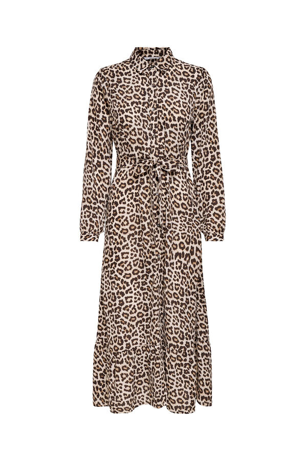 Only vestido de camisa curta castanho