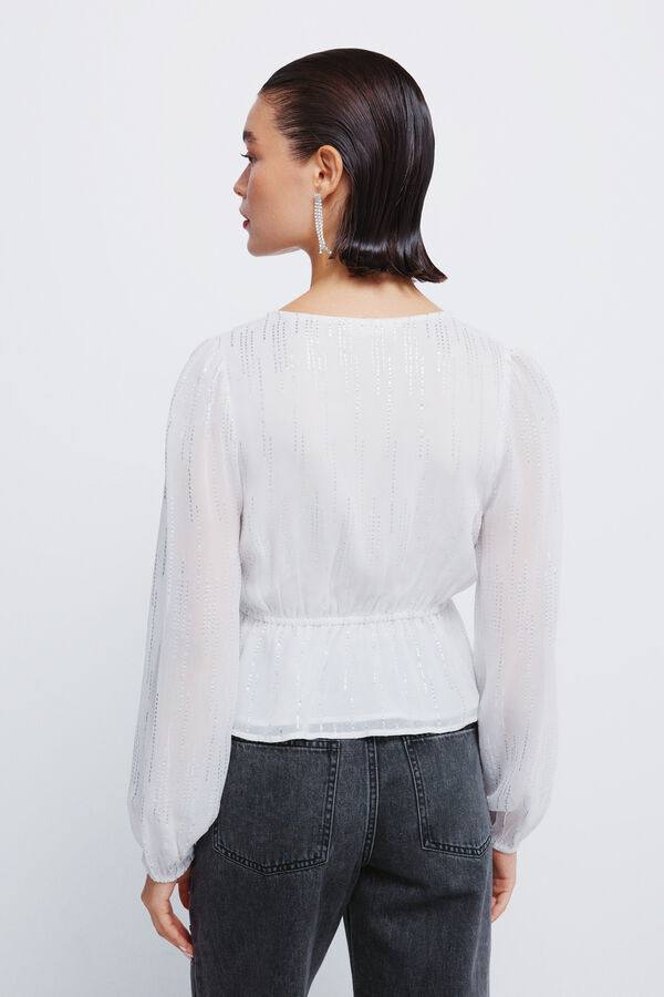 Springfield Blusa de lurex com c&oacute;s el&aacute;stico cru