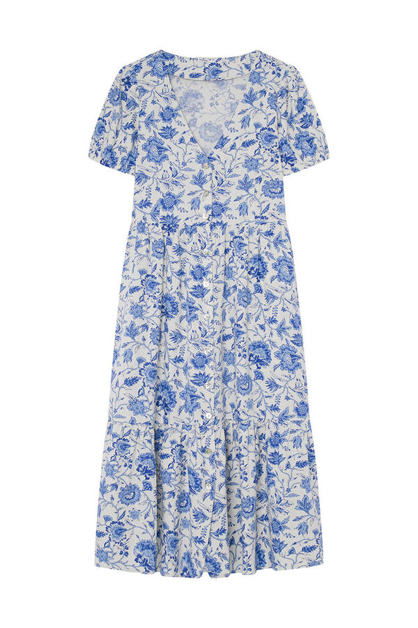 Springfield Vestido Midi Lino  beige