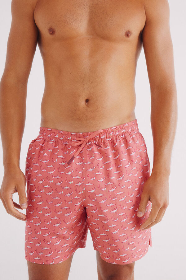 Springfield Ba&ntilde;ador estampado tiburones rojo