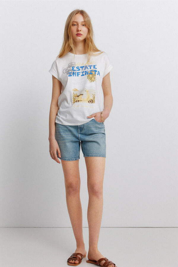 Springfield T-shirt de manga curta com desenho bege