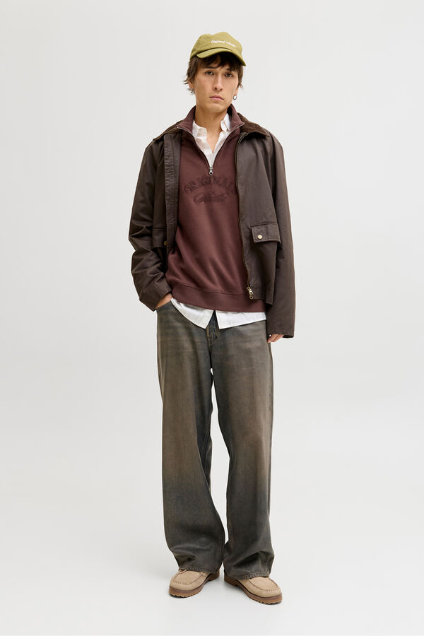 Jack & Jones Sudadera cuello cremallera burdeos