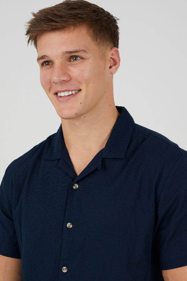 Brave Soul Camisa de manga corta con botones azul