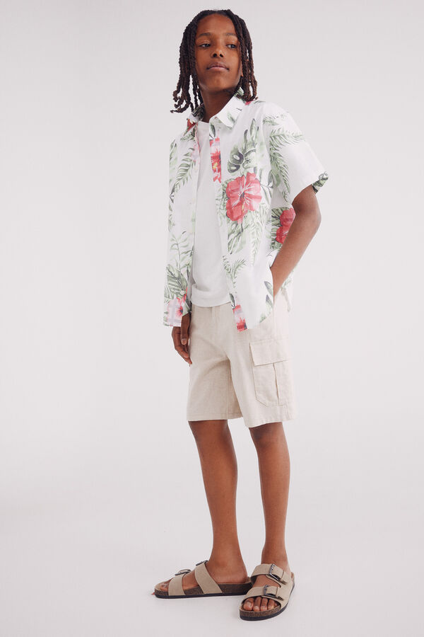 Springfield Kids Bermudas lino cargo para niño blanco