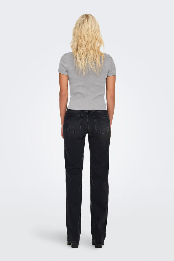 Only Camiseta crop de canal&eacute; gris