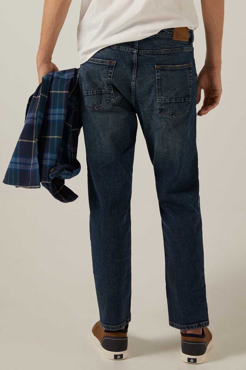 Springfield Jeans comfort slim en knit lavado medio oscuro ensuciado turquesa