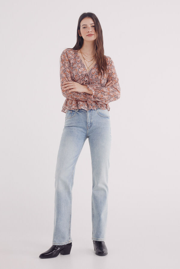 Springfield Blusa gasa estampada morado/lila