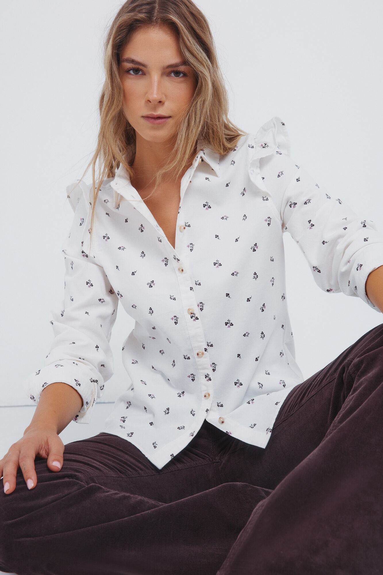 Springfield Camisa pana volantes hombro