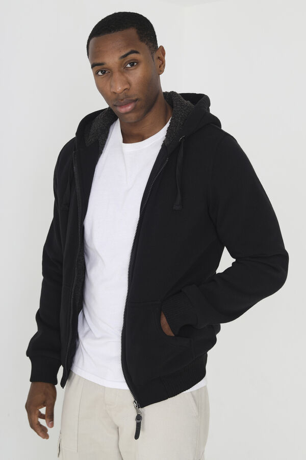 Brave Soul Sudadera con capucha y borrego negro