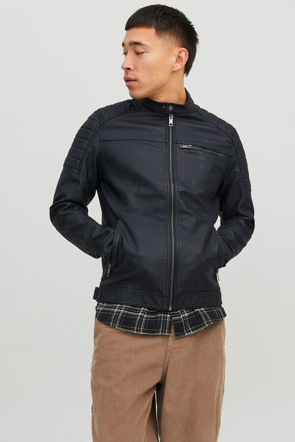 Jack & Jones Cazadora biker efecto piel negro
