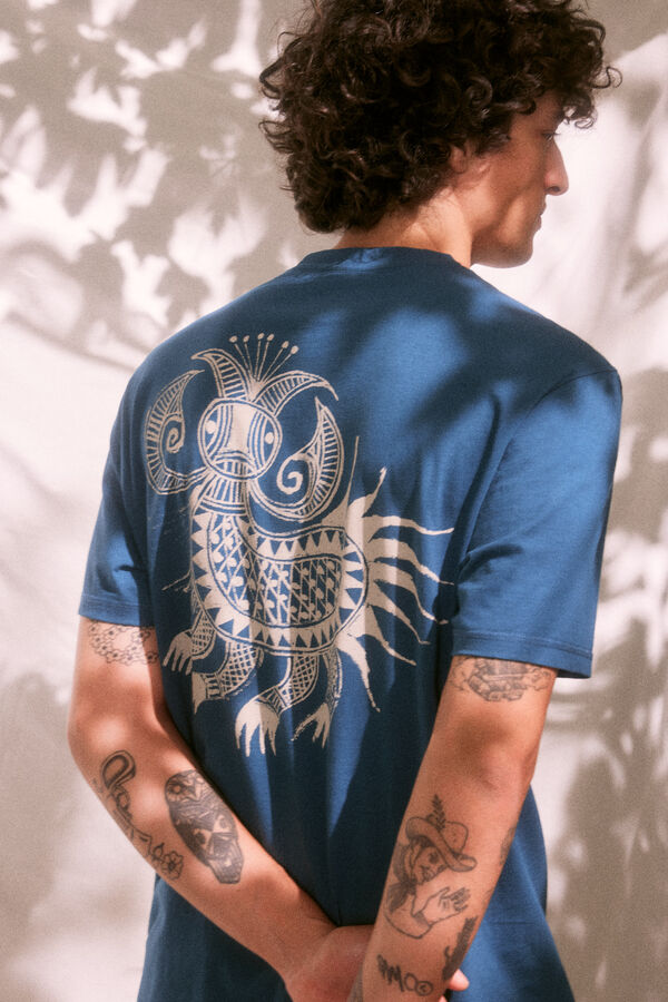 Springfield Camiseta estampado espalda "Roots Studio" azul