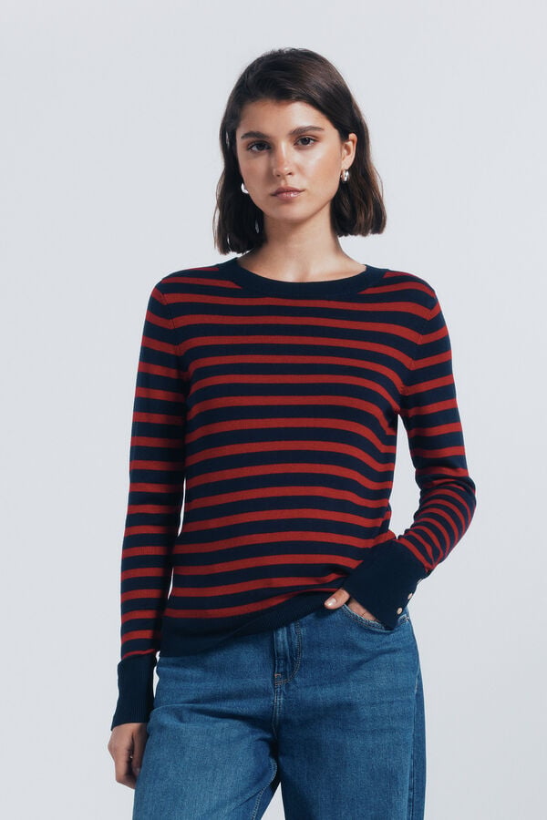 Springfield Jersey fino botones pu&ntilde;os rojo