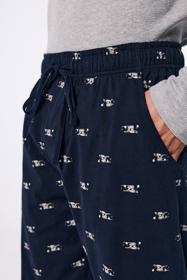 Springfield Pijama largo camiseta waffle moto gris