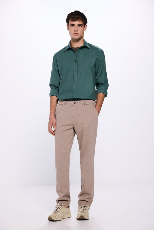 Springfield Camisa de algod&atilde;o escovado verde