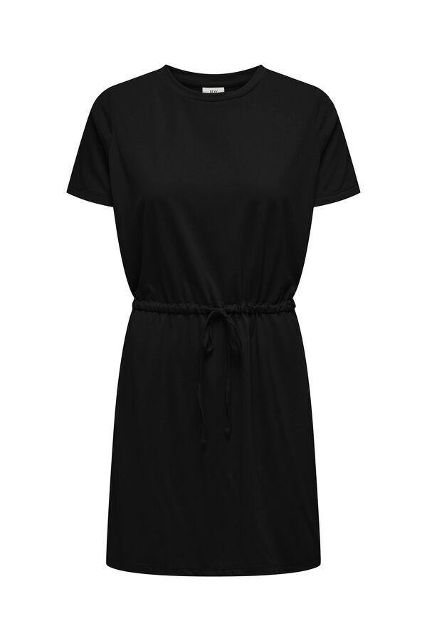JDY Vestido curto decote redondo preto