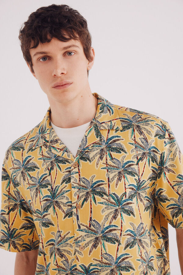 Springfield Camisa de manga curta de viscose estampado estampado