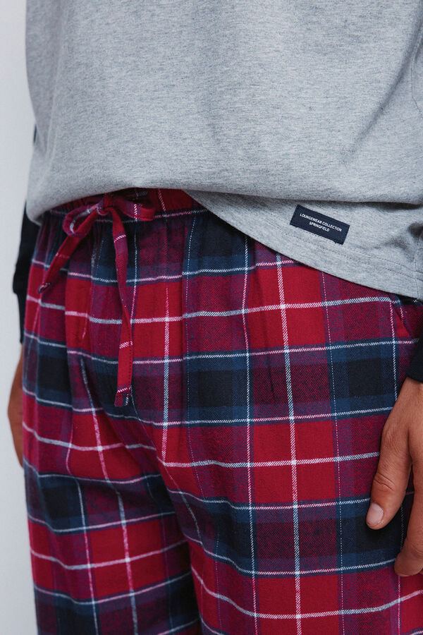 Springfield Pijama largo pantal&oacute;n cuadros azul