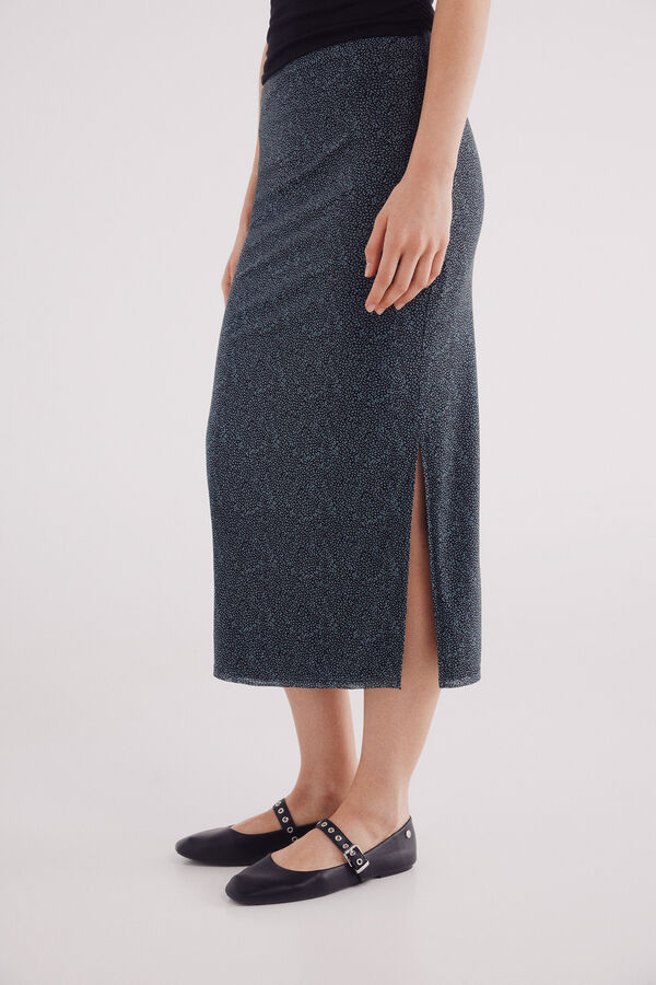 Springfield Falda midi gasa estampada negro
