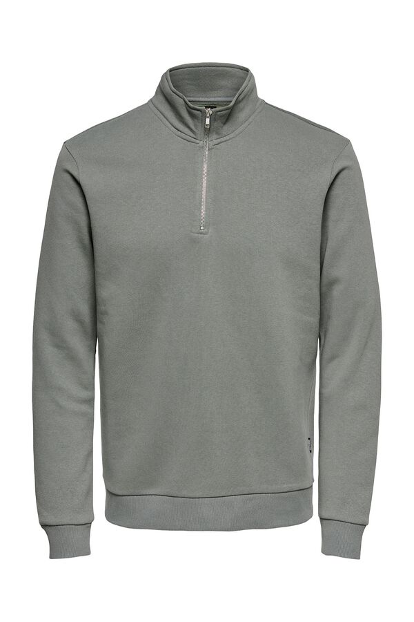 Only & Sons Sudadera regular con cremallera gris