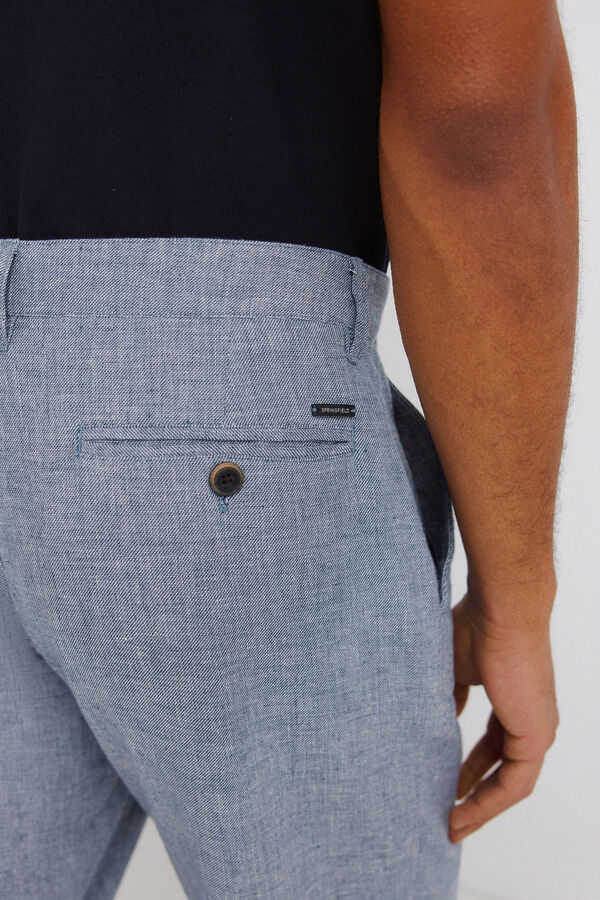 Springfield Bernuda dobby lino comfort fit azul