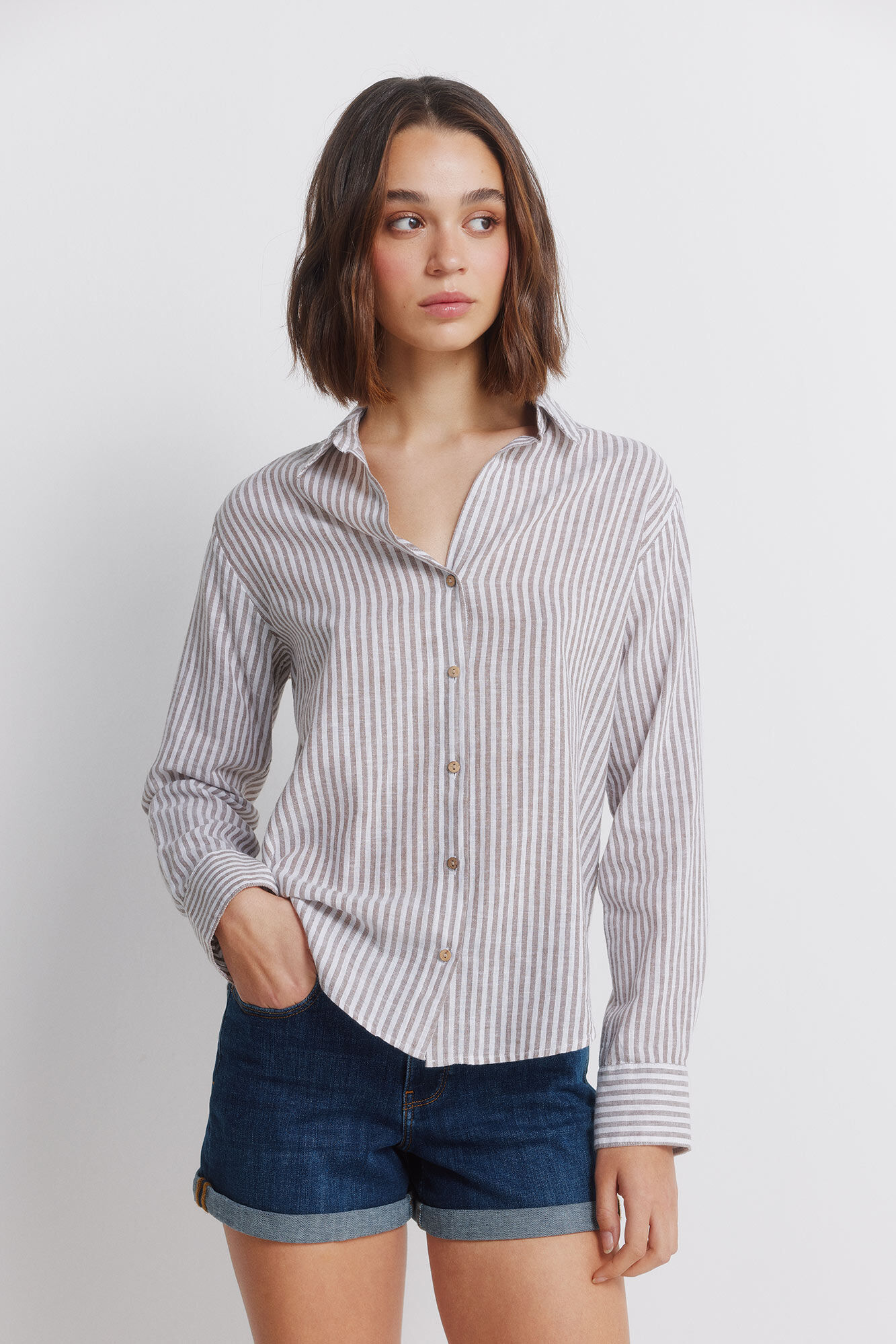 Springfield Camisa de linho semiaberta