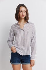 Springfield Camisa de linho semiaberta castanho