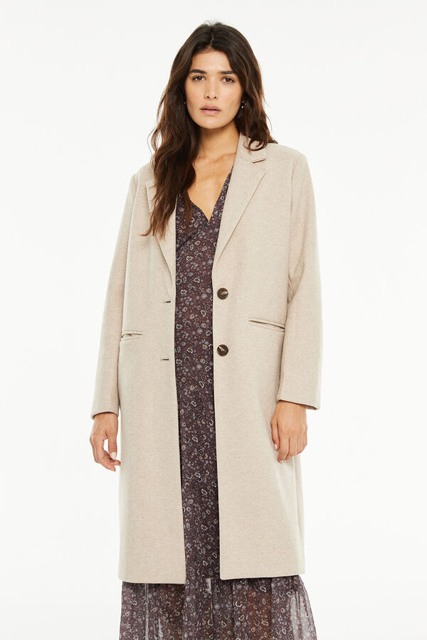 System Action Abrigo largo bolsillos beige