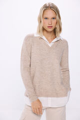 Springfield Camisola de camisa combinada cru