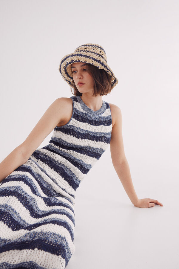 Springfield Vestido midi punto estructura azul