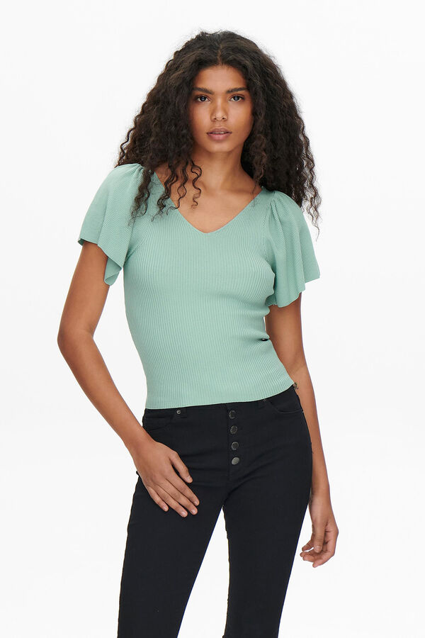 Only Top manga curta la&ccedil;o  verde