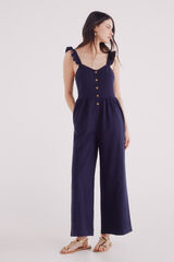 Springfield alças longo de algodão com alças e babados azul