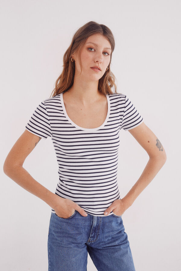 Springfield Camiseta escote redondo canal&eacute; azul