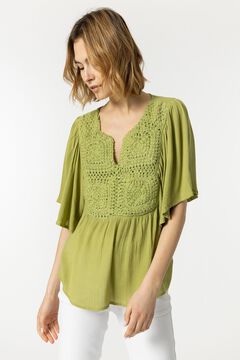 Springfield Blusa Combinada con Crochet verde