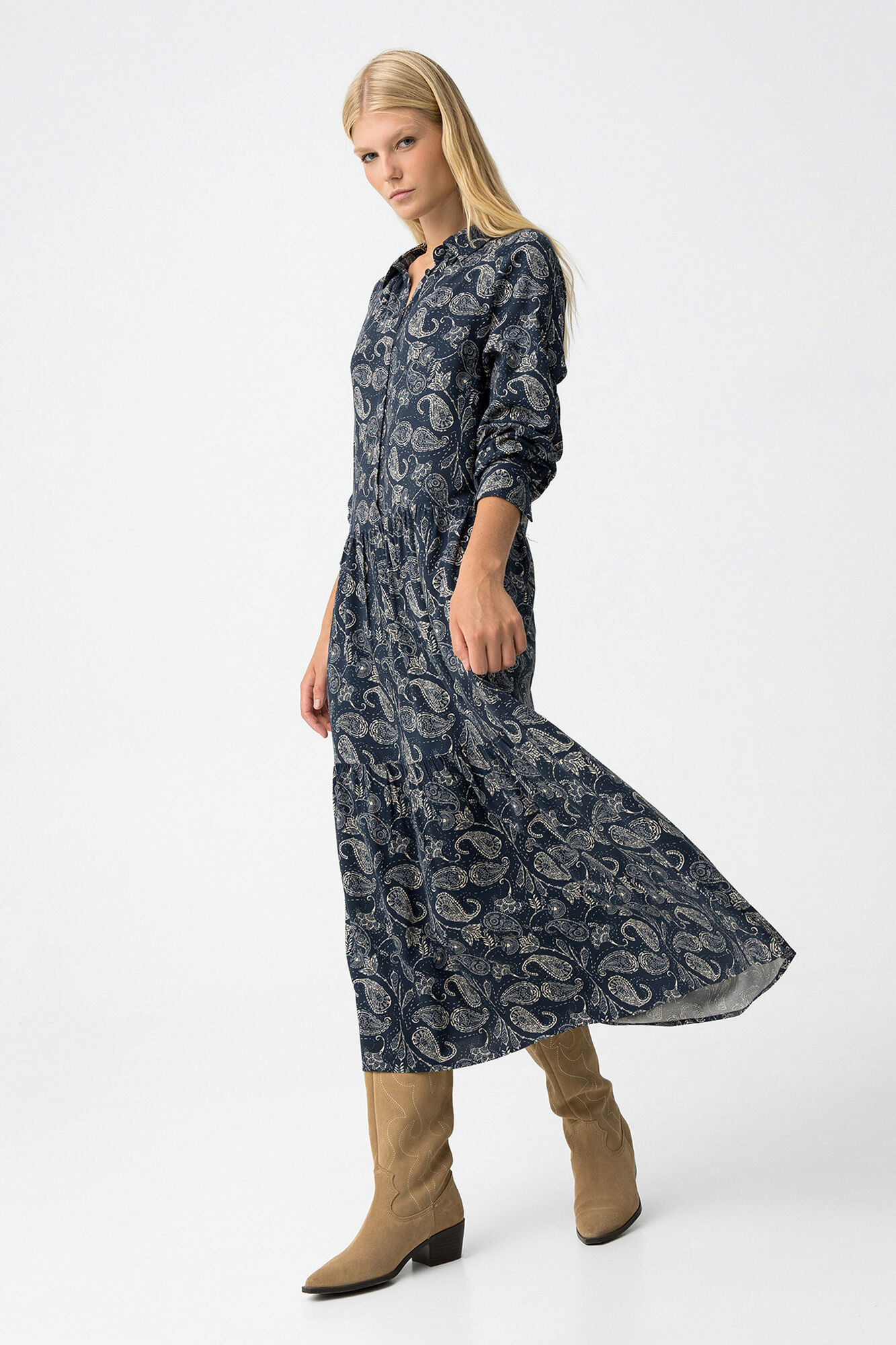 Tiffosi Vestido Camisero Estampado Paisley