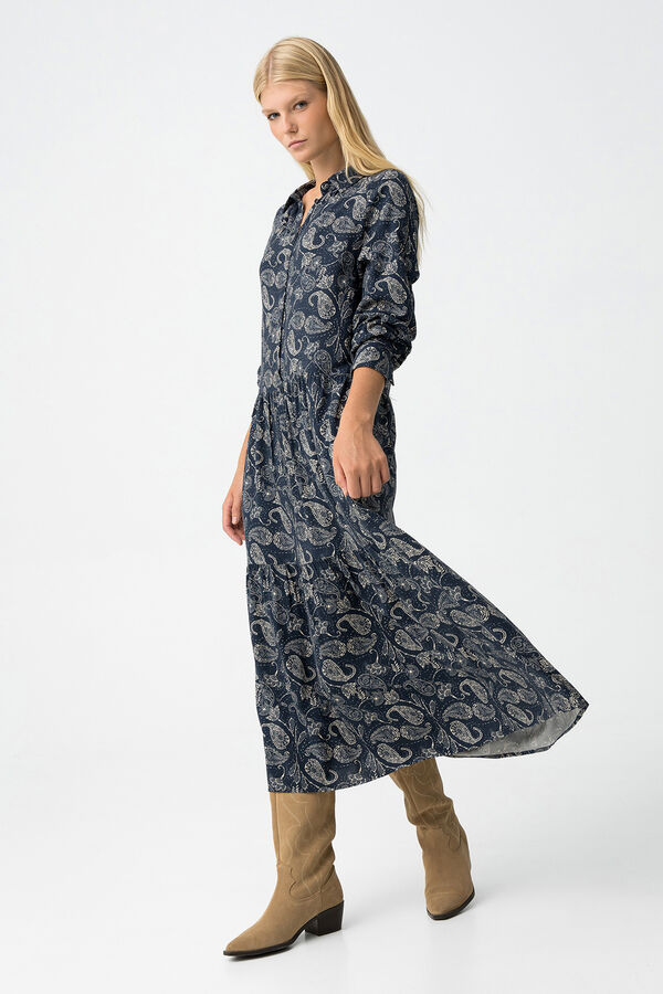 Tiffosi Vestido camisa com estampado paisley azul