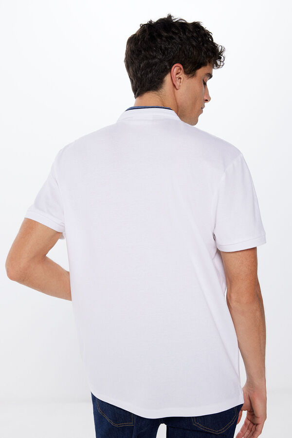 Springfield Polo piqu&eacute; gola mao slim fit branco