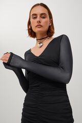 Jack & Jones Vestido corto de malla forrado de mujer negro