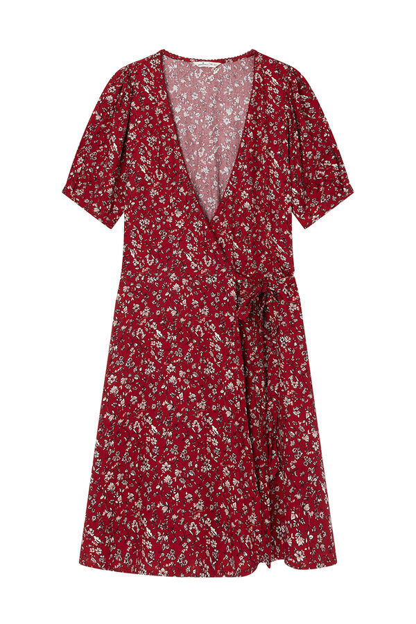 Springfield Vestido corto cruzado estampado naranja