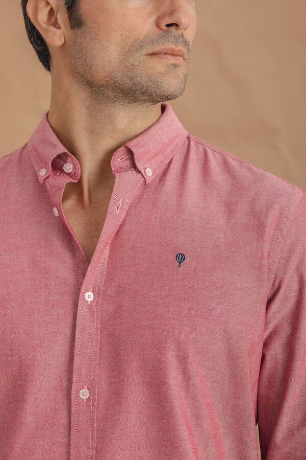 Celopman Camisa Oxford  vermelho