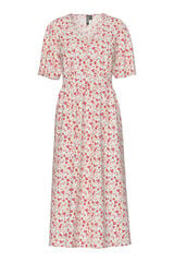 Pieces Vestido midi estampado con manga 2/4 blanco
