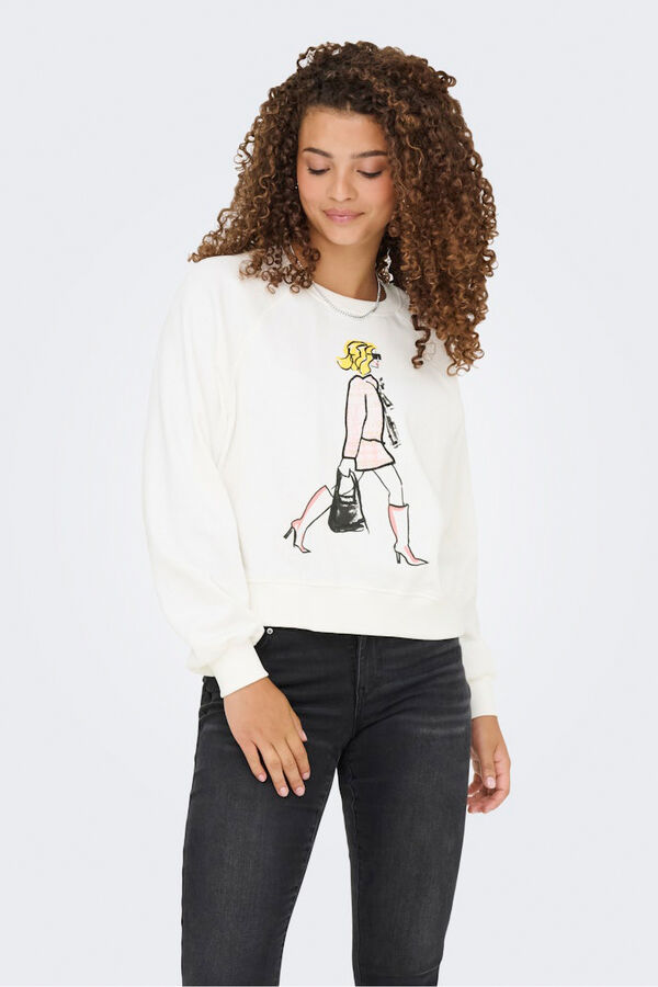 Only Sudadera dibujo frontal blanco